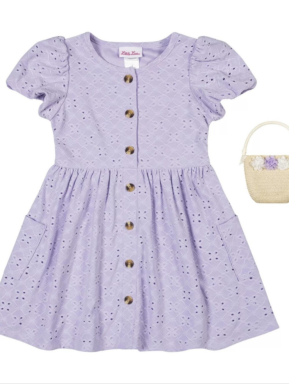 Little Lass 24m Lilac Purple Flower Cut Out Dress Bloomers And Purse